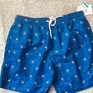 Stylish Blue Patterned Swim Trunks